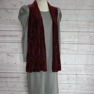 Susan Graver Burgundy Velvet Burn Out Vest - Small
